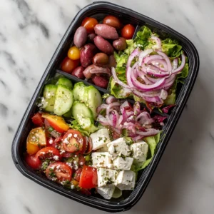 Colorful Greek salad meal prep