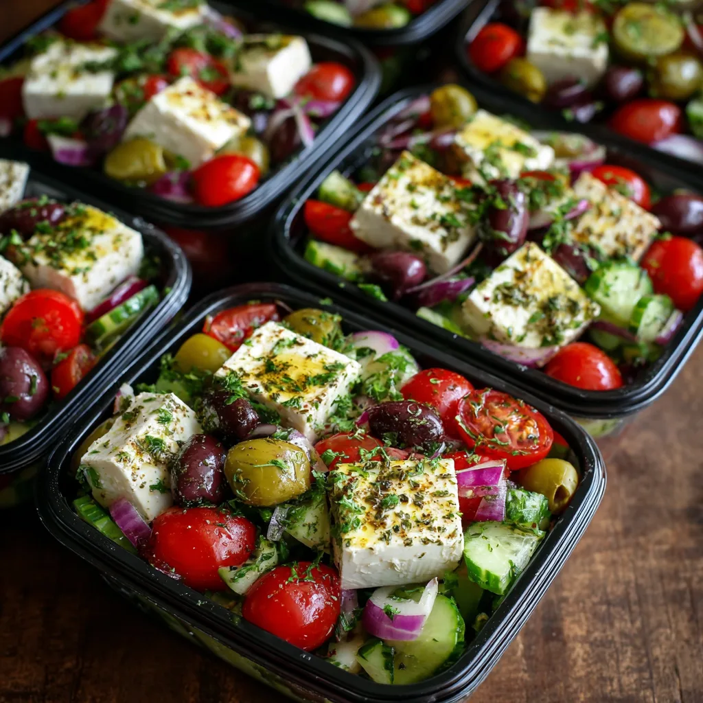Colorful Greek salad meal prep 