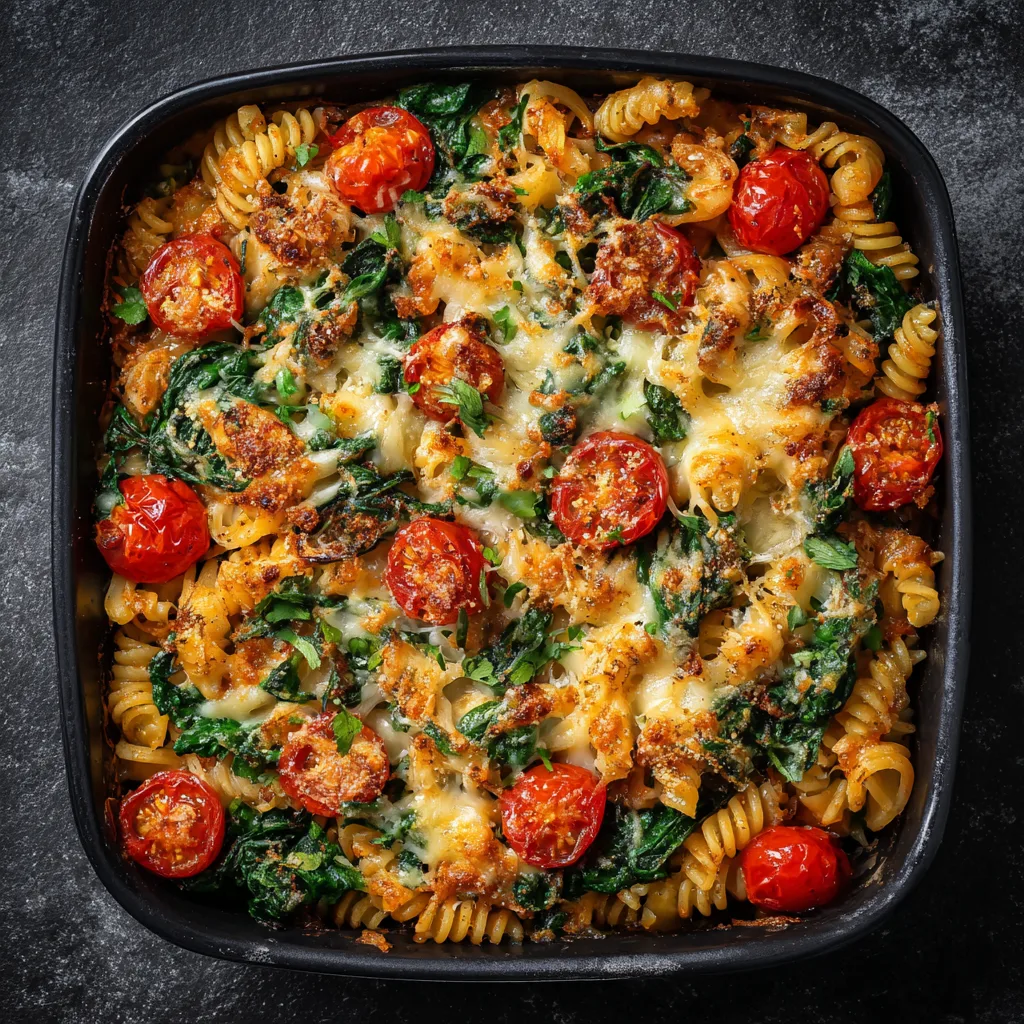 Spinach and Tomato Pasta Bake
