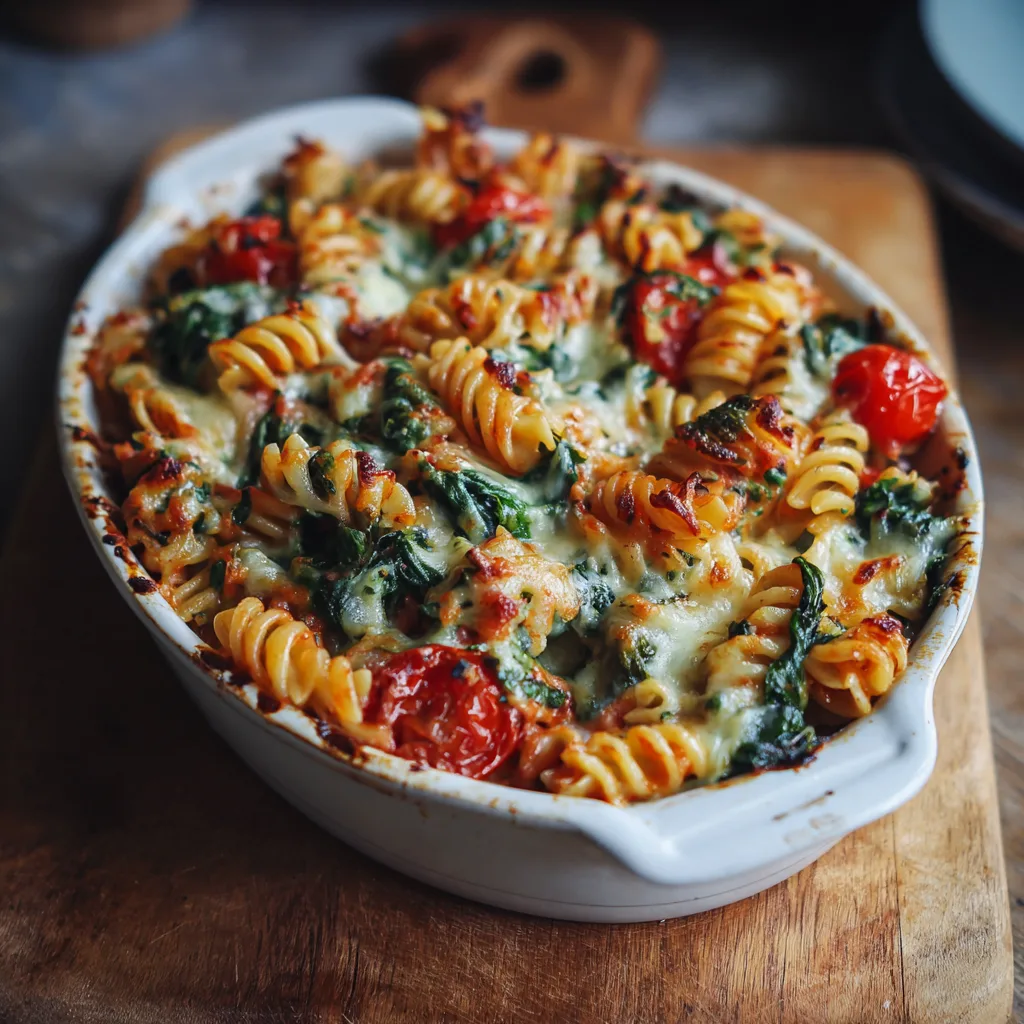Spinach and Tomato Pasta Bake
