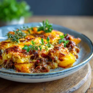 Beef and Potato Cheese Casserole