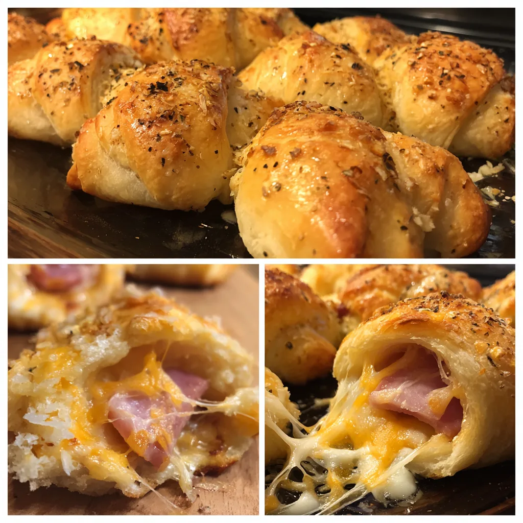 The Ultimate Honey Ham Crescent Bites: A Sweet and Savory Crowd-Pleaser
Whether you are hosting a festive holiday gathering, looking for the perfect game-day snack, or simply need a quick weeknight appetizer that the whole family will love, Honey Ham Crescent Bites are the answer. These golden, flaky morsels strike the perfect balance between savory ham, melted cheese, and a signature honey-butter glaze that elevates a simple snack into a gourmet treat. The beauty of this recipe lies in its simplicity; using refrigerated crescent dough allows you to spend less time in the kitchen and more time enjoying the company of your guests.

Ingredients You Will Need
Crescent Roll Dough: 2 cans (8 oz each) of refrigerated crescent rolls or crescent dough sheets.

Deli Ham: 1/2 pound of thin-sliced honey ham or Black Forest ham, chopped.

Cheese: 1 ½ cups of shredded Swiss, Gruyère, or sharp white cheddar.

Butter: 4 tablespoons unsalted butter, melted.

Honey: 2 tablespoons of high-quality liquid honey.

Dijon Mustard: 1 tablespoon for a subtle tangy kick.

Seasonings: ½ teaspoon garlic powder and 1 teaspoon poppy seeds (optional, for garnish).

Fresh Herbs: 1 tablespoon chopped fresh parsley (optional).

Step-by-Step Preparation
Preheat and Prep: Preheat your oven to 375°F (190°C). Line a large baking sheet with parchment paper or a silicone baking mat to prevent sticking and ensure easy cleanup.

Prepare the Dough: Unroll the crescent dough. If using standard rolls, pinch the perforations together to create a solid sheet. Cut the dough into small squares (approximately 2 to 3 inches each).

Assemble the Bites: Place a small pinch of chopped ham and a teaspoon of shredded cheese in the center of each dough square. Fold the corners of the dough over the filling and pinch the edges tightly to form a small ball or bundle.

Whisk the Glaze: In a small bowl, combine the melted butter, honey, Dijon mustard, and garlic powder. Whisk until the mixture is smooth and well-incorporated.

Coat and Bake: Arrange the bites on the prepared baking sheet, leaving about an inch of space between them. Using a pastry brush, generously coat the top of each bite with the honey-butter mixture. Sprinkle with poppy seeds if desired.

Bake to Perfection: Place the sheet in the oven and bake for 12–15 minutes, or until the crescent dough is puffed and a deep golden brown.

Serve: Remove from the oven and let cool for 5 minutes. Brush with any remaining glaze and garnish with fresh parsley before serving warm.

The Secret to the Perfect Flavor Balance
The irresistible appeal of these bites comes from the "sweet and salty" flavor profile. While the ham provides a savory, salty foundation, the honey-butter glaze creates a caramelized exterior that shatters slightly when you bite into it. To take the flavor even further, consider the type of cheese you use. Swiss and Gruyère are classic choices because they melt beautifully and offer a nutty undertone that complements the honey. If you prefer a bolder flavor, a sharp white cheddar provides a tangy contrast to the sweetness of the ham.

To ensure your bites aren't soggy, make sure the ham is relatively dry before assembling. If the deli ham has excess moisture, pat it down with a paper towel. This allows the crescent dough to crisp up properly in the oven, creating that iconic flaky texture that makes these appetizers so addictive.

Creative Variations and Customizations
While the classic honey ham and Swiss combination is a winner, this recipe is incredibly versatile. For those who enjoy a bit of heat, try adding a small slice of pickled jalapeño inside each bite or swapping the Dijon mustard for a spicy brown mustard or honey-sriracha blend. If you want a more "breakfast" feel, you can substitute the ham with cooked breakfast sausage or crispy bacon bits.

For a holiday twist, consider adding a teaspoon of cranberry sauce inside the dough alongside the ham. The tartness of the berries cuts through the richness of the cheese and butter, making it a perfect addition to a Thanksgiving or Christmas spread. You can also experiment with different toppings beyond poppy seeds—everything bagel seasoning, dried onion flakes, or even a sprinkle of sea salt can add a new dimension of texture and flavor.

Make-Ahead Tips and Serving Suggestions
In the fast-paced environment of entertaining, being able to prep ahead is essential. You can assemble these bites up to four hours in advance; simply place them on the baking sheet, cover them tightly with plastic wrap, and refrigerate. Wait to apply the honey-butter glaze until just before you slide them into the oven to ensure the dough stays light and airy.

These Honey Ham Crescent Bites are best served warm, but they are also delicious at room temperature. For a beautiful presentation, arrange them on a wooden grazing board alongside a small bowl of extra honey-mustard for dipping. They pair excellently with a crisp white wine, a light lager, or a sparkling cider. Because they are bite-sized and self-contained, they are the ultimate "finger food," requiring no forks or plates—just a napkin and a hearty appetite