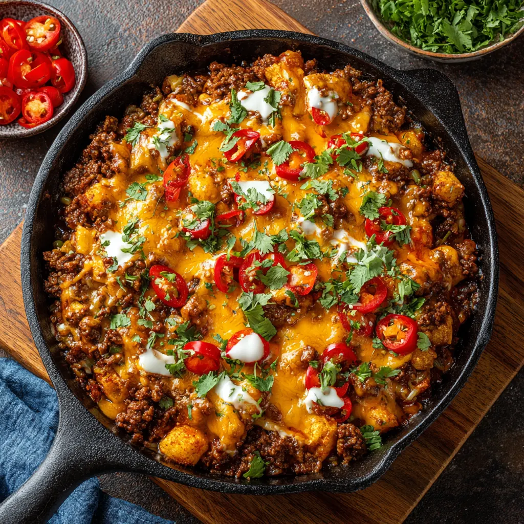 Spicy Beef and Cheese Skillet
