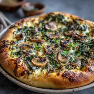 Spinach Mushroom Pizza