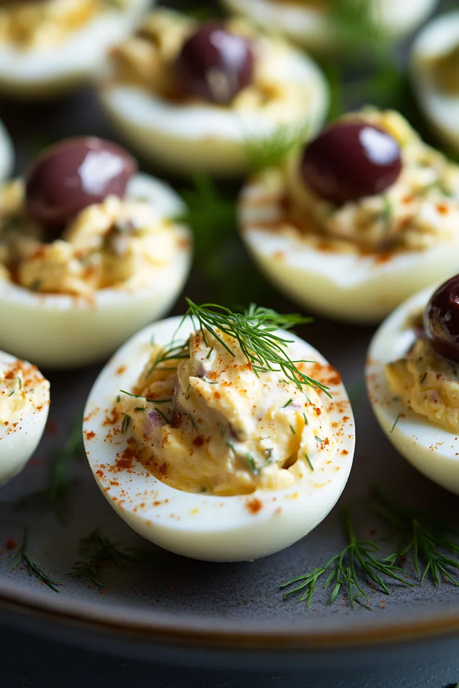 bowl of Mediterranean egg salad, bright colors, light styling, studio shot