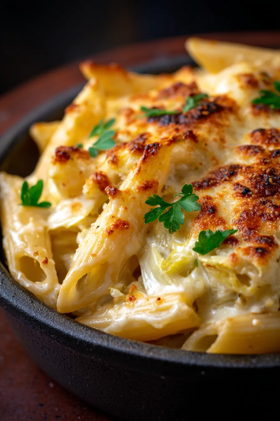 Cabbage Alfredo Pasta Bake-serving-spoon
