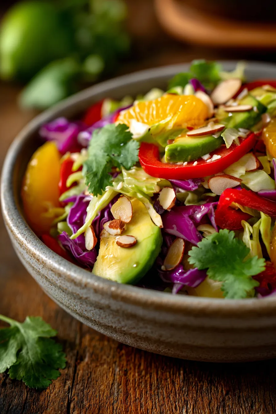 Cabbage & Avocado Crunch Salad-dressing-pour
