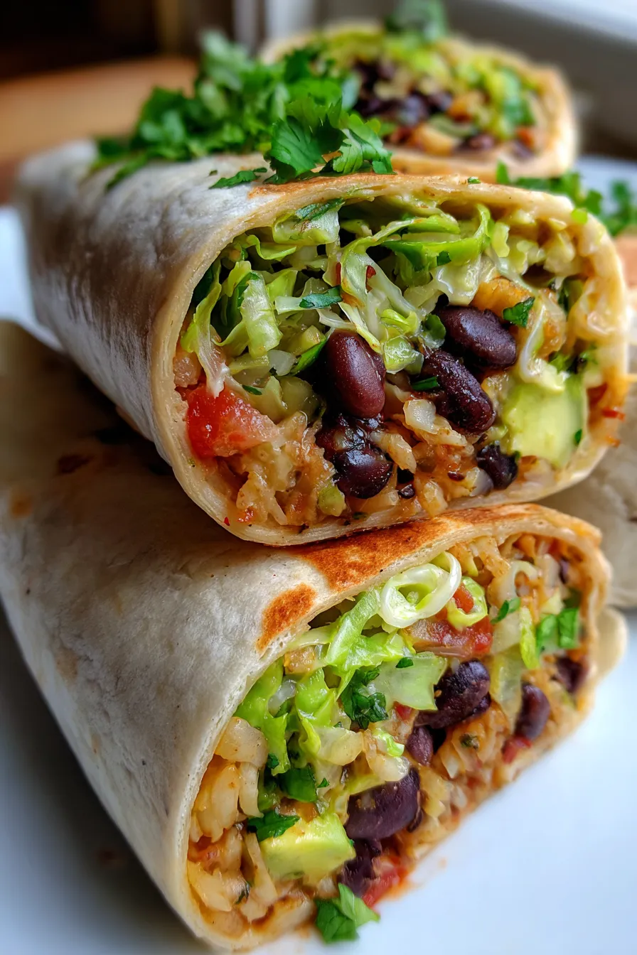 Cabbage & Black Bean Burrito Filling-served-in-tortilla