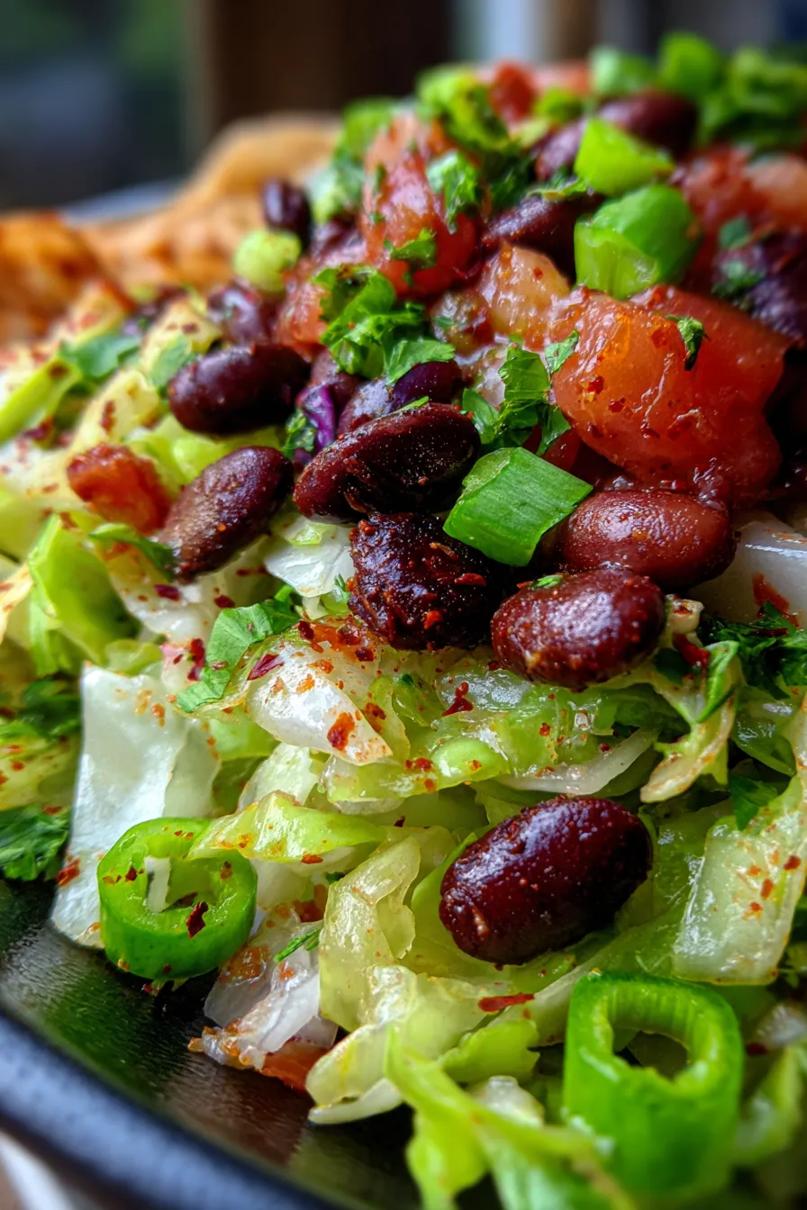 Cabbage & Black Bean Burrito Filling-texture-closeup