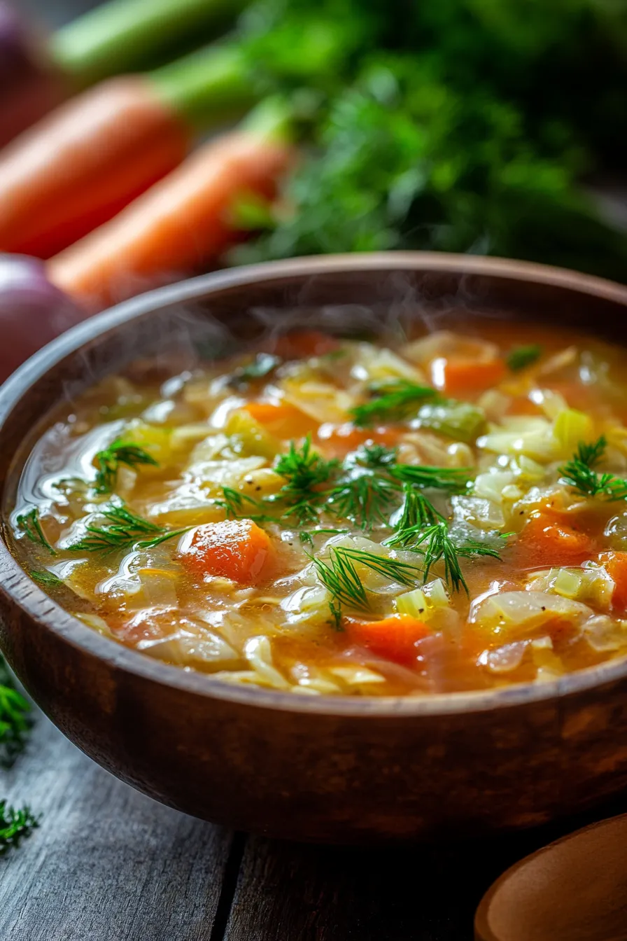 Cabbage Soup with Tomatoes & Herbs-simmering-pot