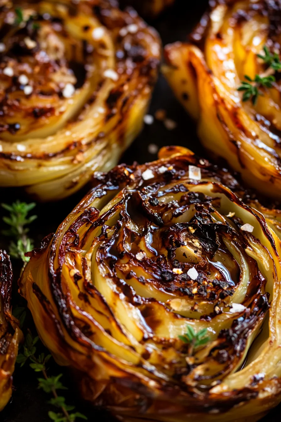 Caramelized Cabbage Steaks-closeup-texture