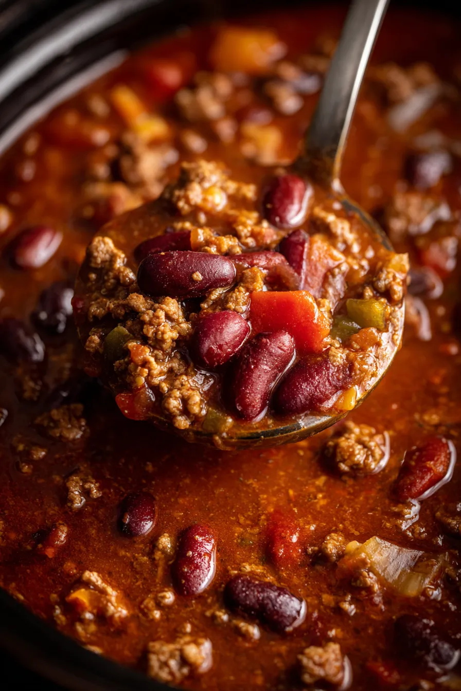 Chili in serving bowl with toppings