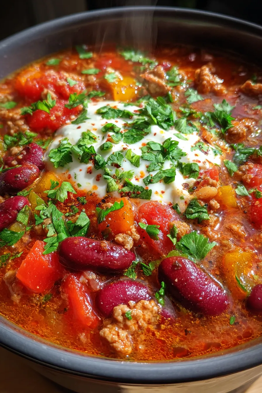 Chili with toppings styled shot