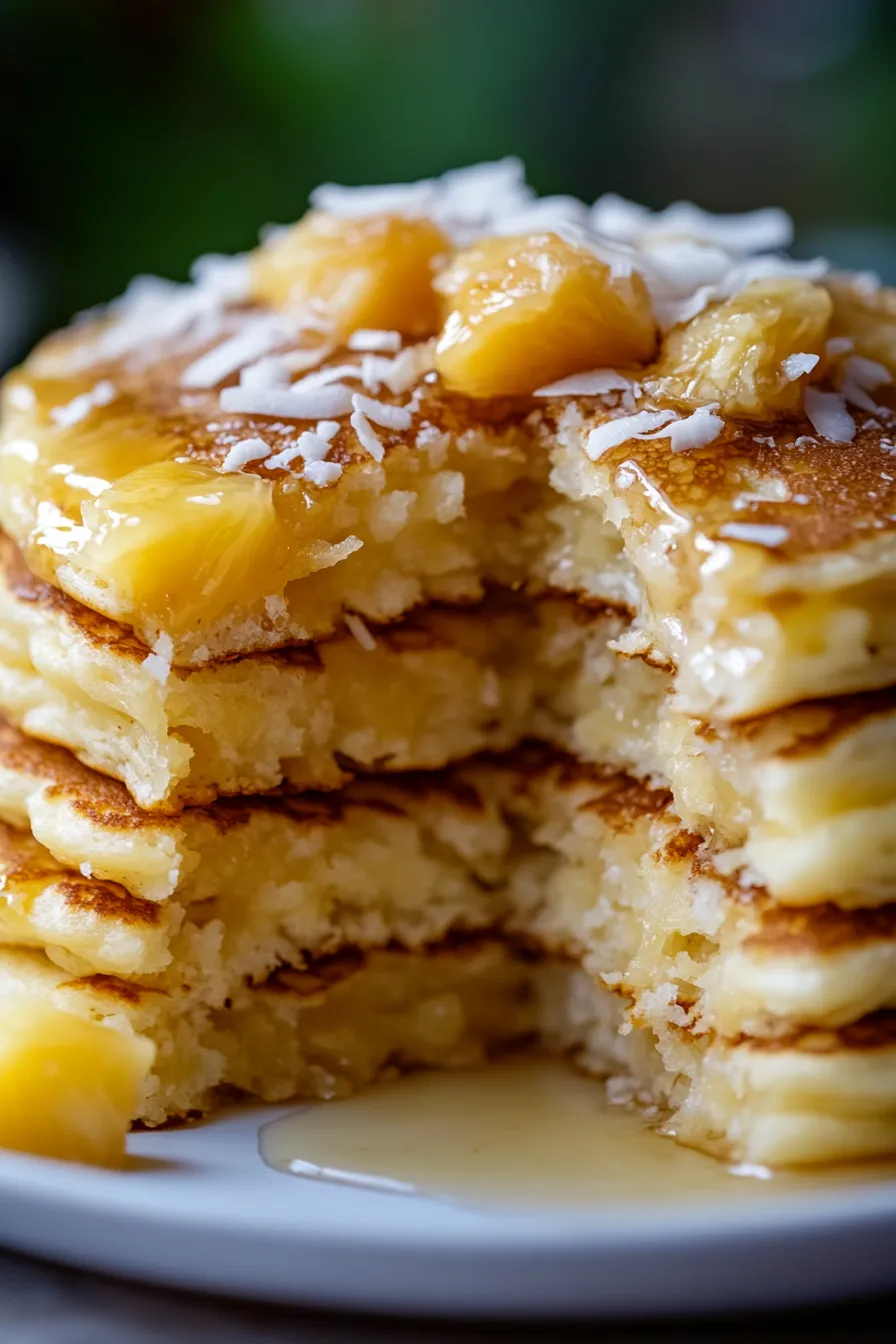 Coconut Pineapple Pancakes (Tropical Style)-texture-closeup