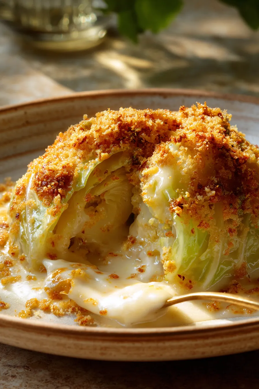 Creamy Cabbage Gratin overhead shot