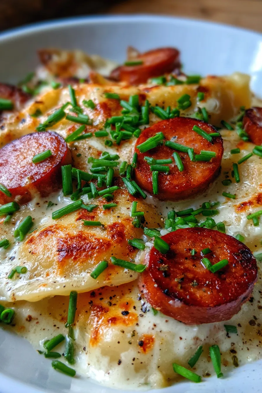 Creamy Crockpot Pierogi Casserole with Kielbasa-ingredients-prep