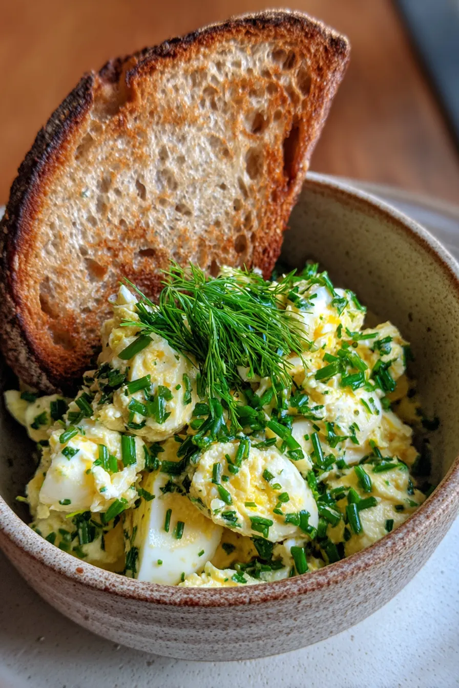 creamy egg salad sandwich - closeup
