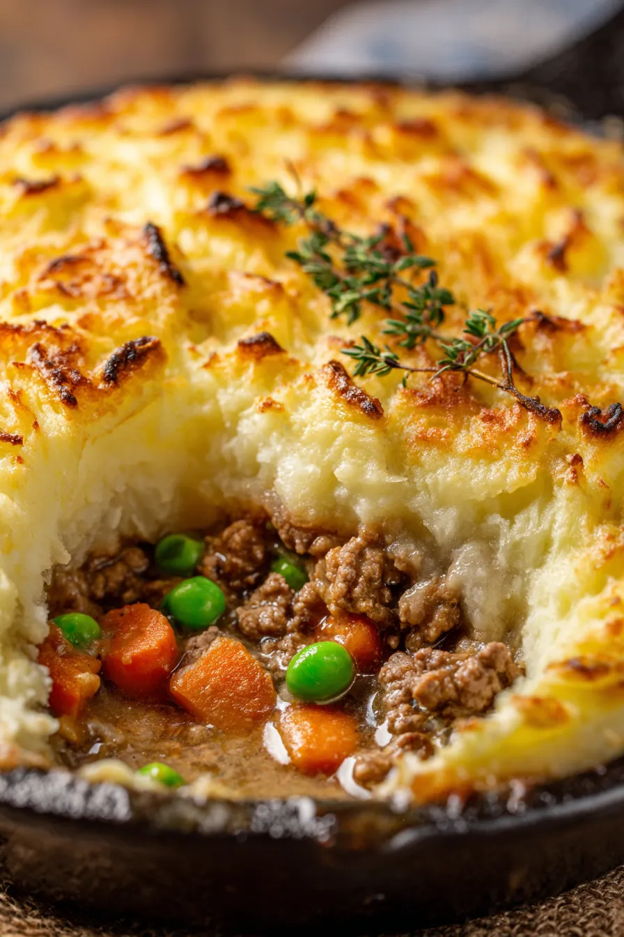 creamy mashed potatoes topping closeup