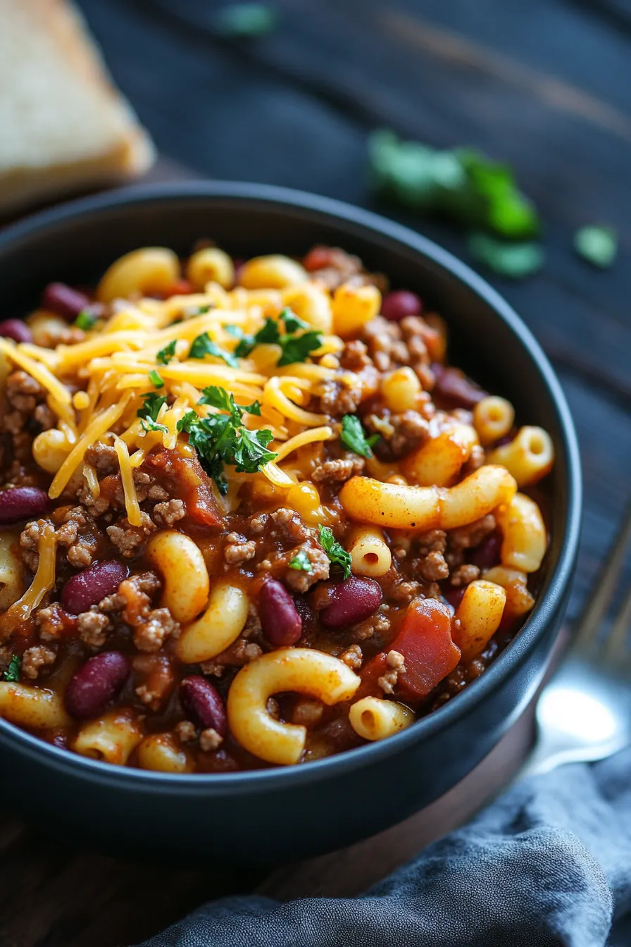 Crockpot Chili Mac — Cozy Family Dinner-serving-bowl