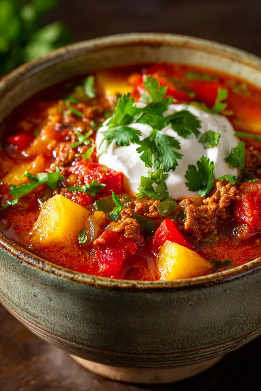 Crockpot Chili with Pineapple & Jalapeño-hearty-bowl