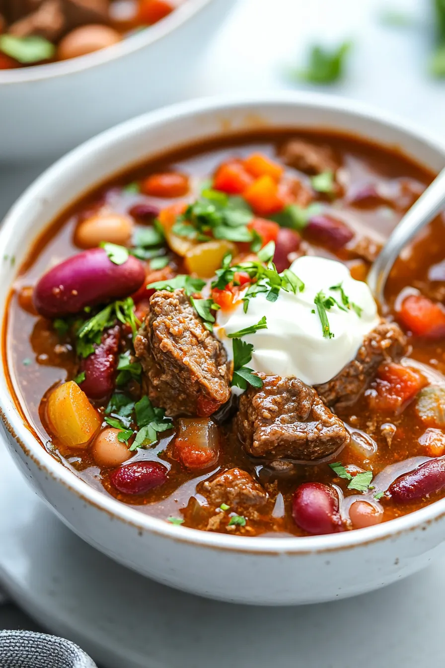 Crockpot Steak Chili with Smoky Paprika-close-up-texture