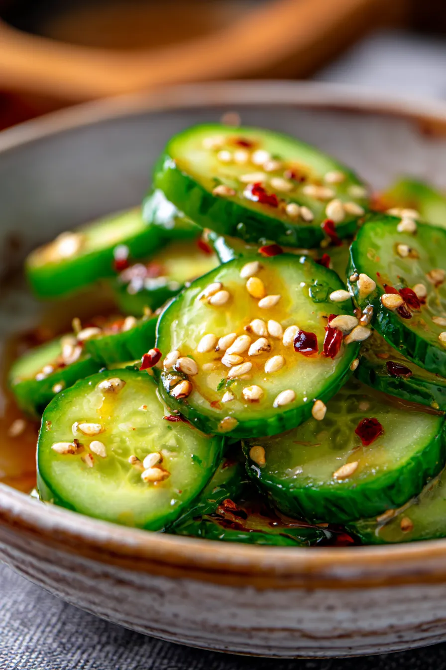 Easy Asian Cucumber Salad with Sesame Dressing-serving-bowl