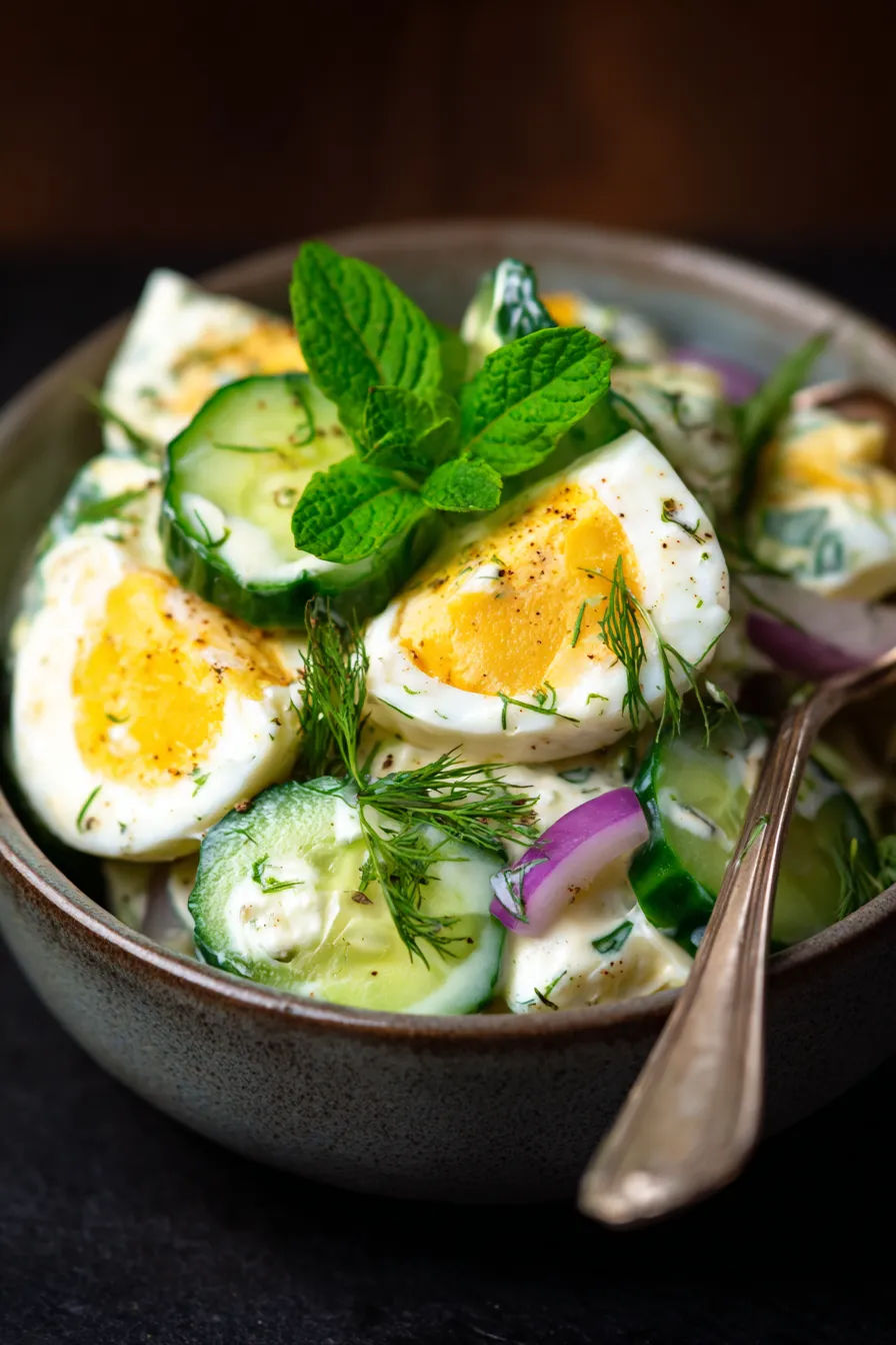 Egg Salad with Cucumber & Mint-fresh-herbs