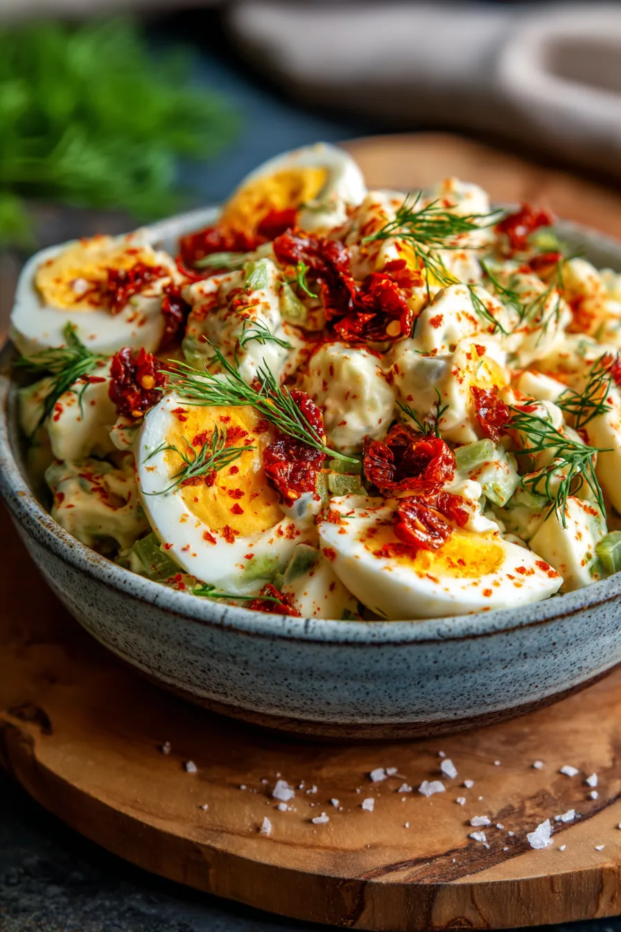 Egg Salad with Sun-Dried Tomatoes-sandwich-filling-overhead