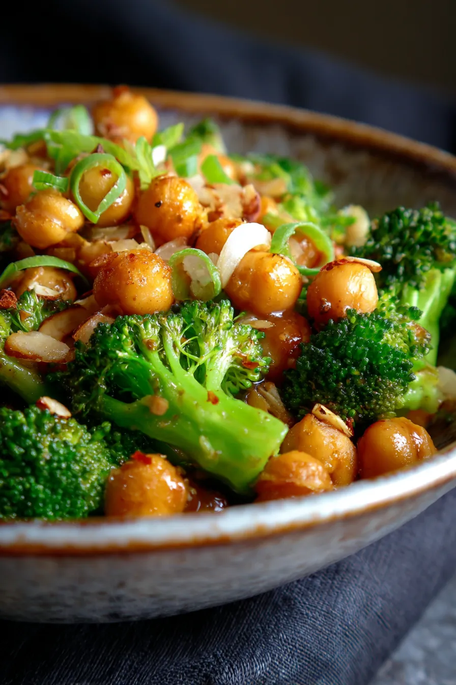 Garlic Broccoli Stir Fry with Chickpeas-serving-bowl