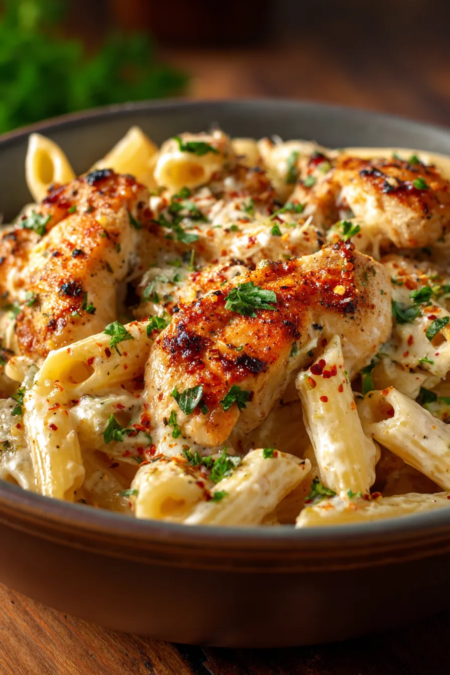 Garlic Parmesan Chicken Pasta-ingredients-overhead