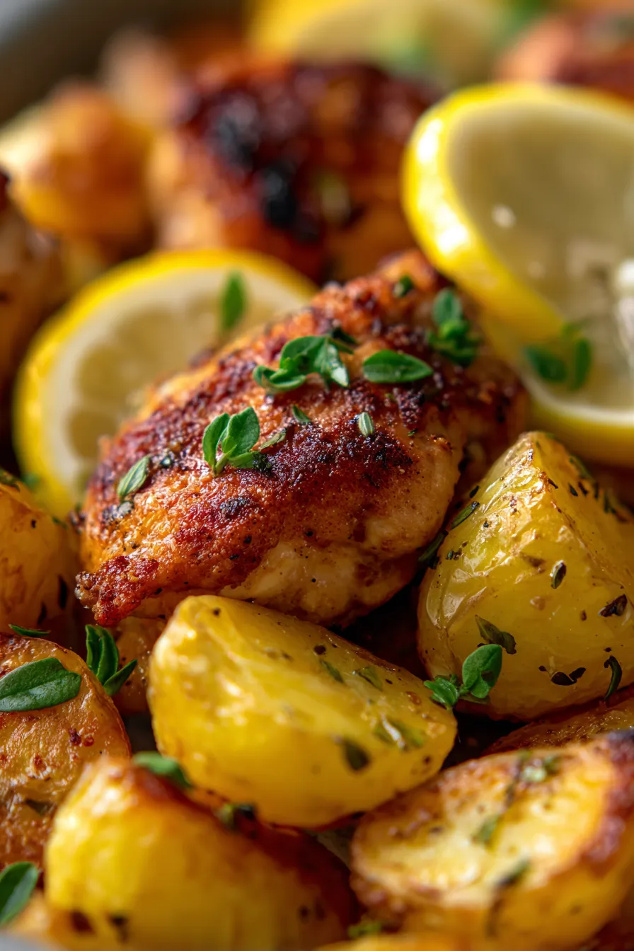 Greek Sheet Pan Chicken with Lemon Potatoes-crispy-texture