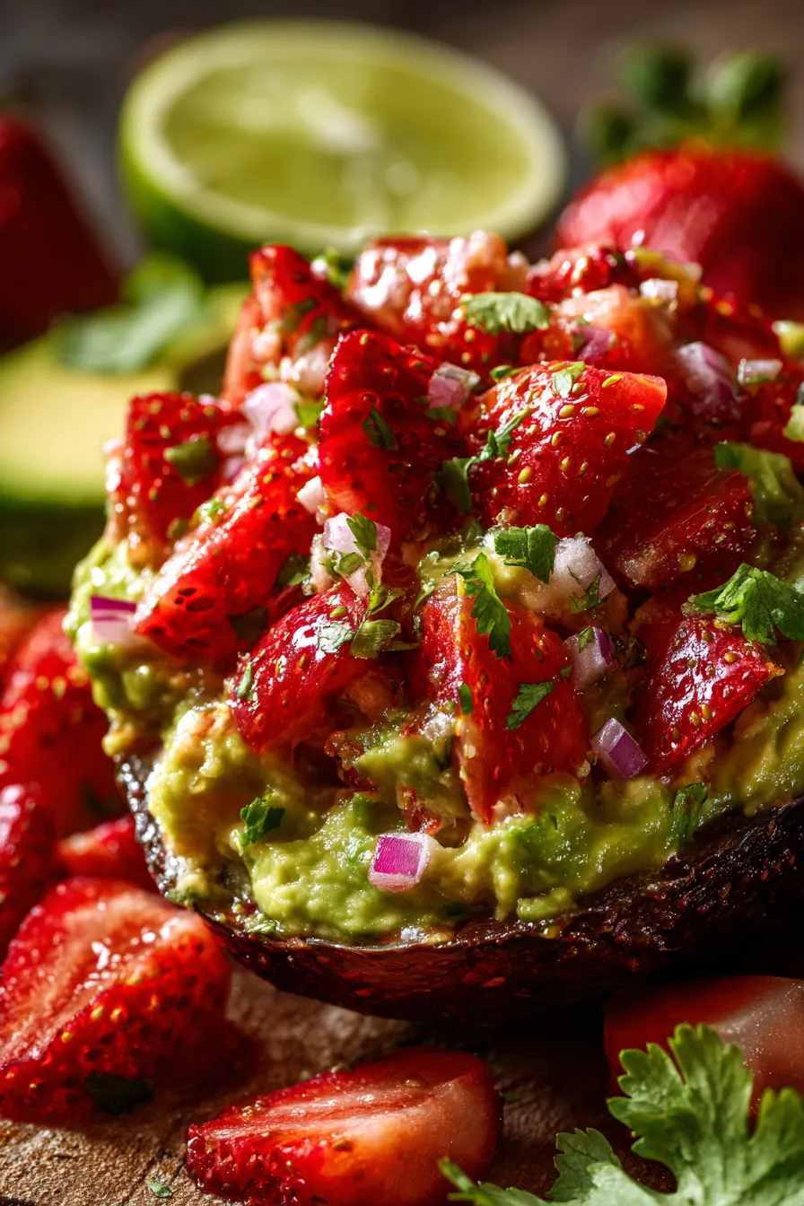 guacamole on tortilla chips overhead