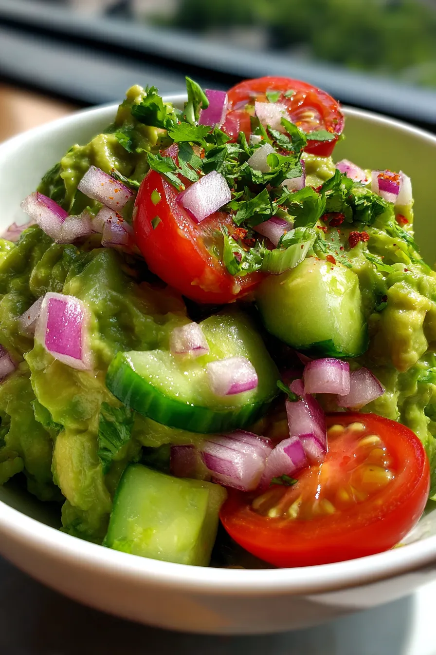 Guacamole with Cucumber Crunch-serving-chips