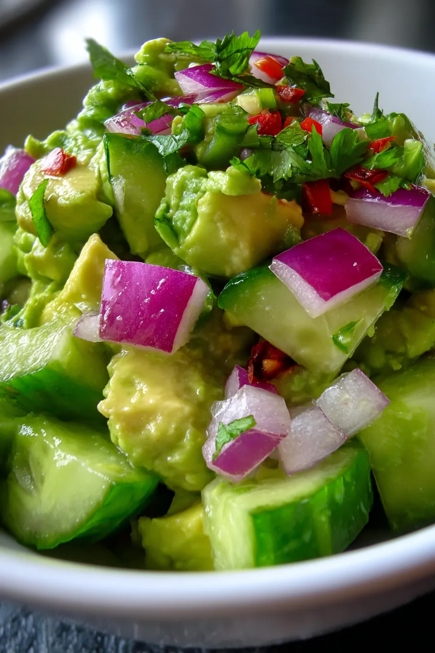 Guacamole with Cucumber Crunch-texture-closeup