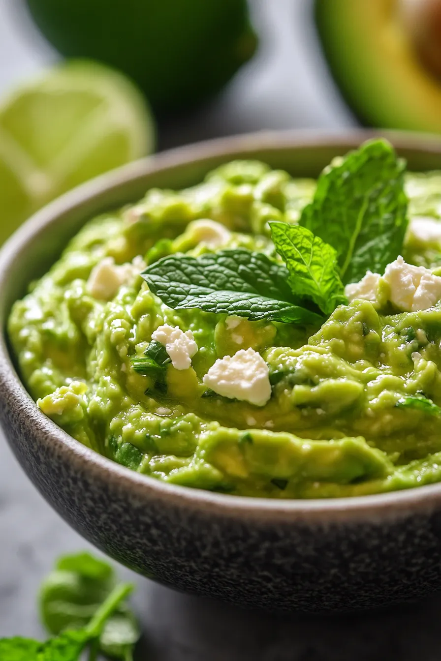 Guacamole with Feta & Fresh Mint-ingredients-overhead