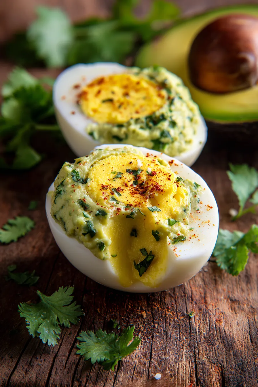 Healthy green egg salad texture closeup