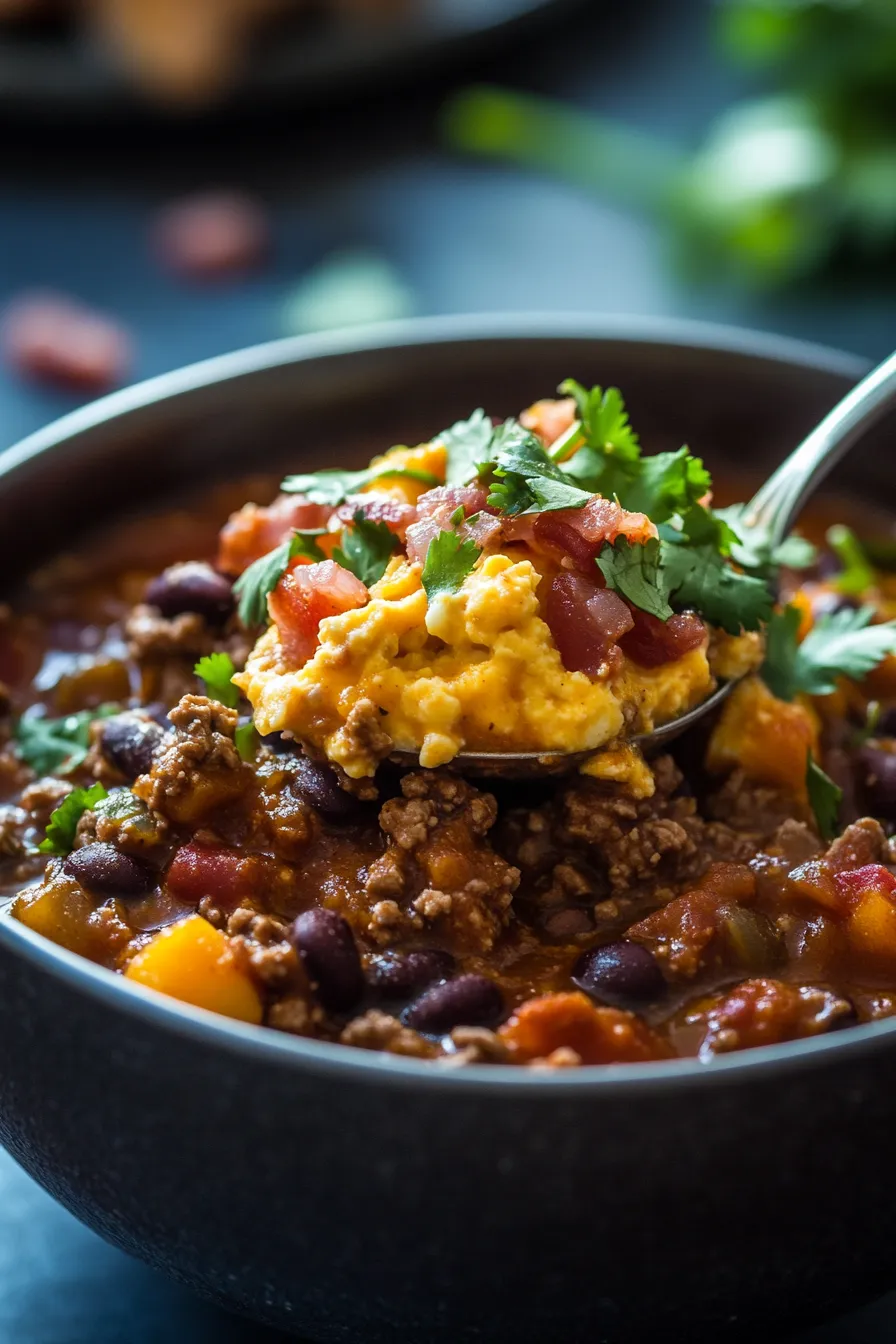 hearty-chili-bowl-closeup-garnish-top-shot