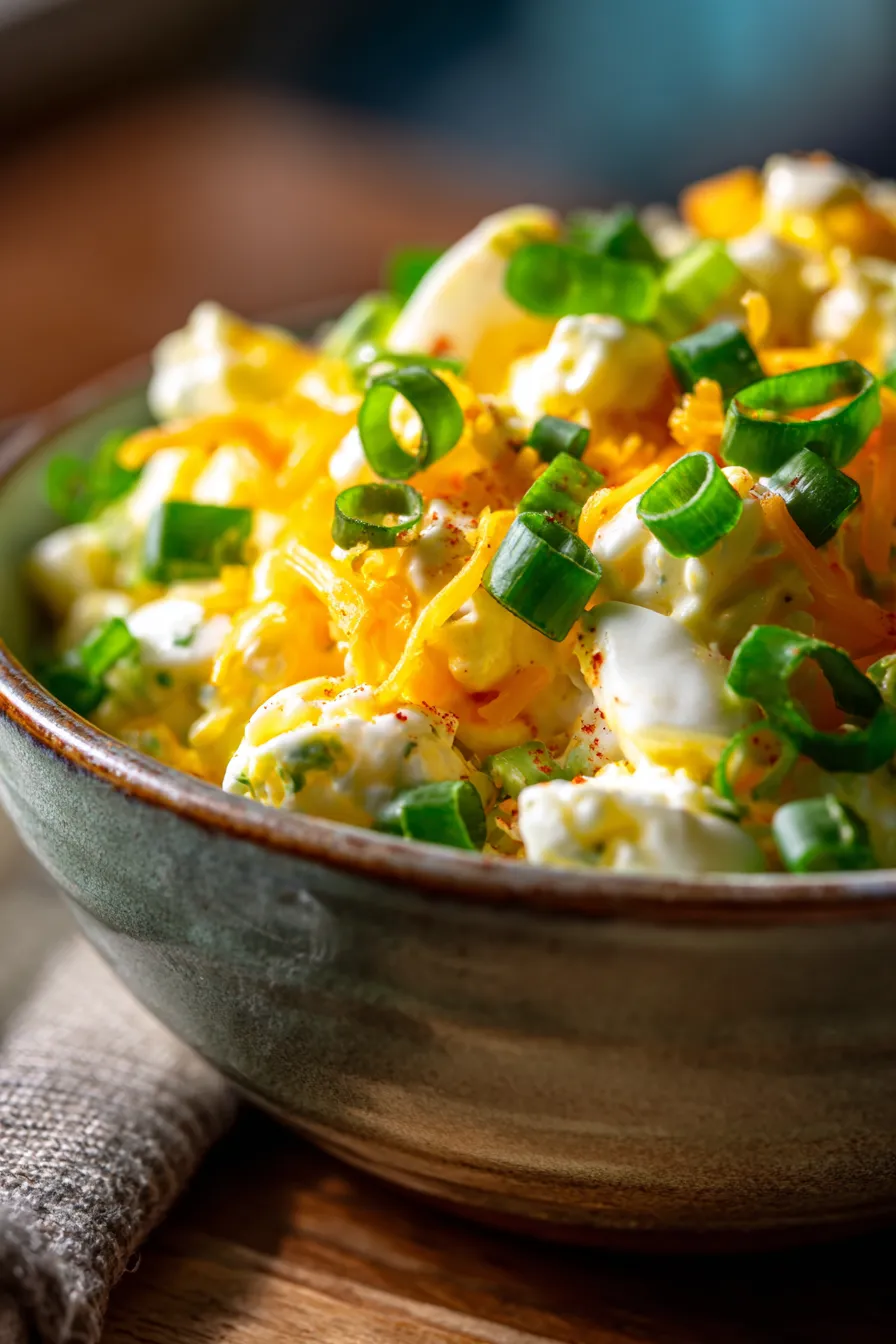 Loaded Egg Salad with Cheddar & Scallions-texture-creamy