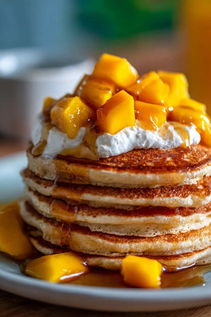 Mango Coconut Cream Pancakes-fresh-mango