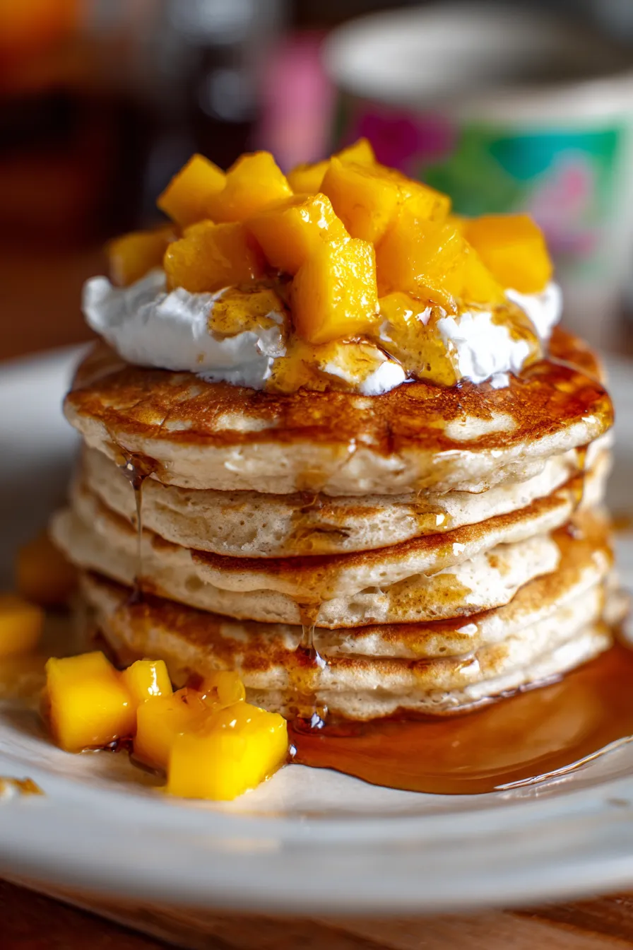 Mango Coconut Cream Pancakes-ingredients-overhead