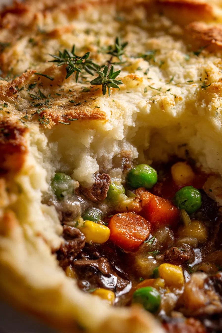 Mashed potato topping texture closeup