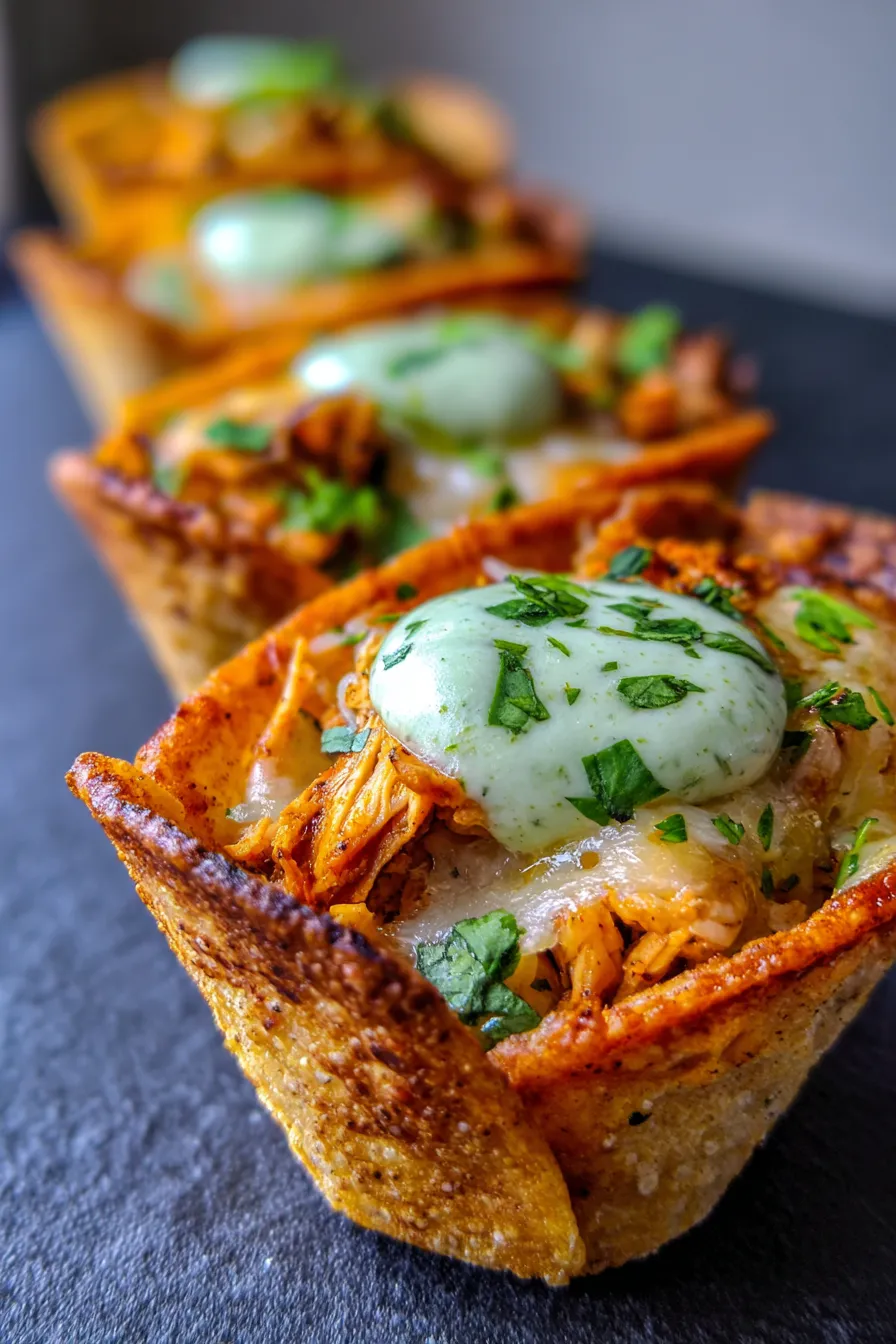 Mini Baked Chicken Tacos-filling-closeup