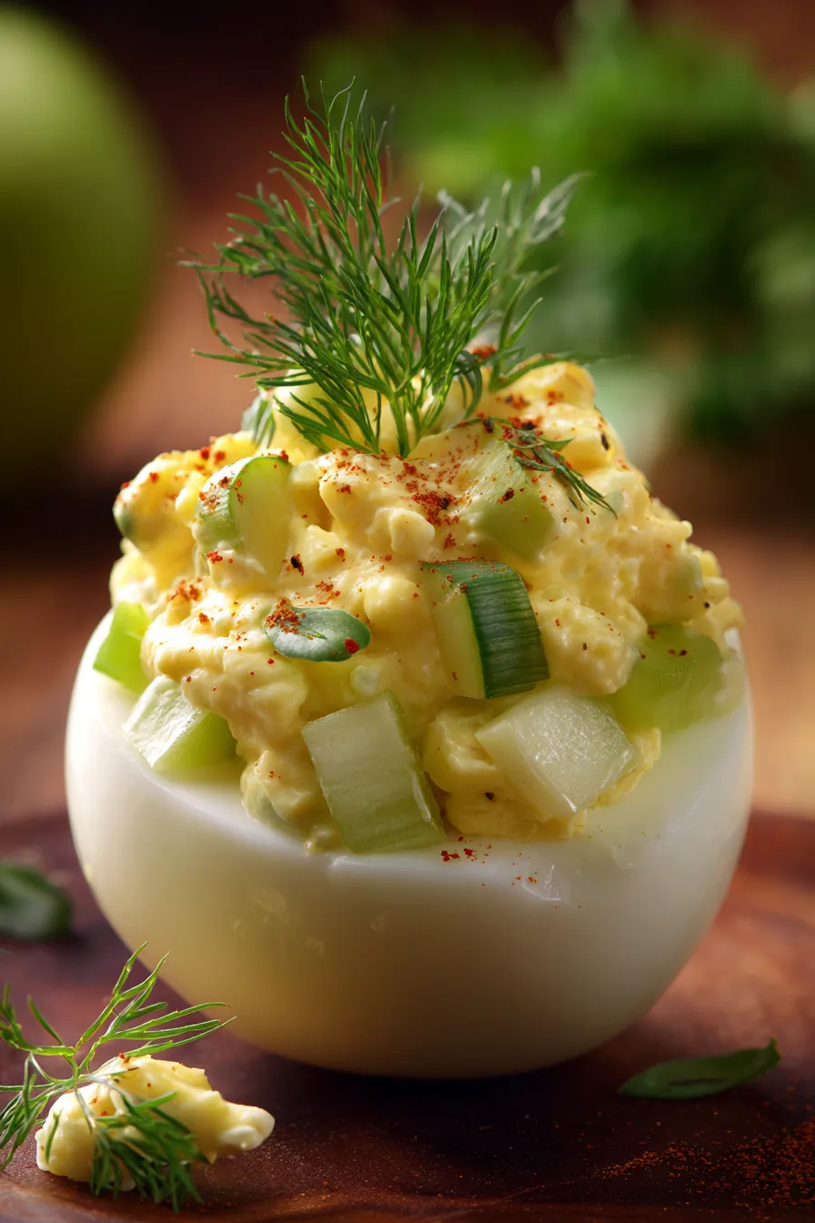 Overhead shot creamy egg salad bowl