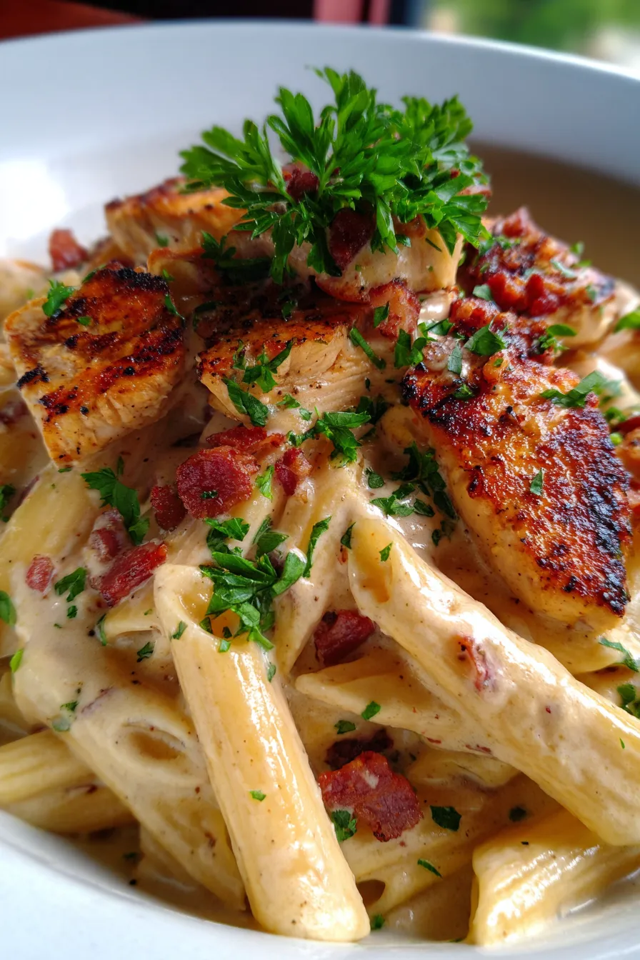 serving bowl creamy chicken bacon ranch pasta