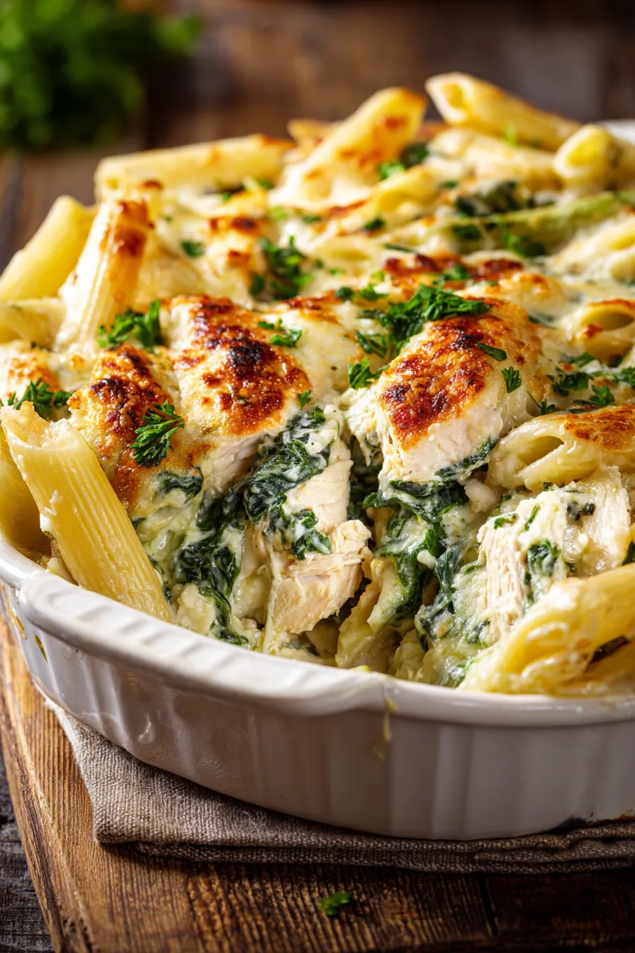 serving portion of pasta bake