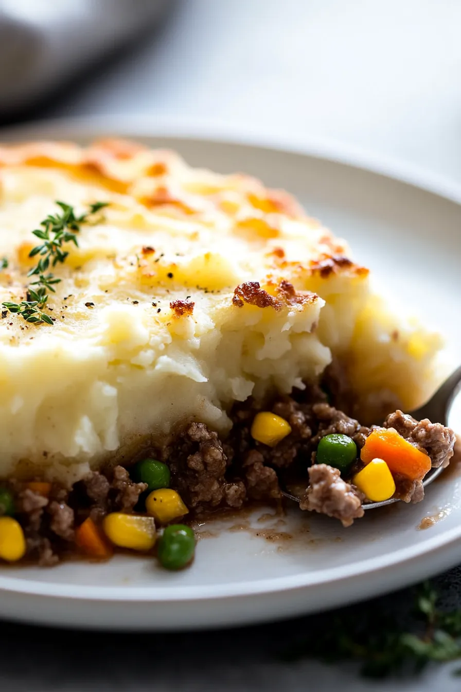 Shepherd’s Pie-mashed potato topping-golden brown crust