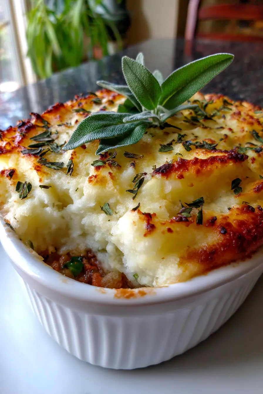 Shepherd’s Pie with Apple & Sage (Comfort Twist)-garnished