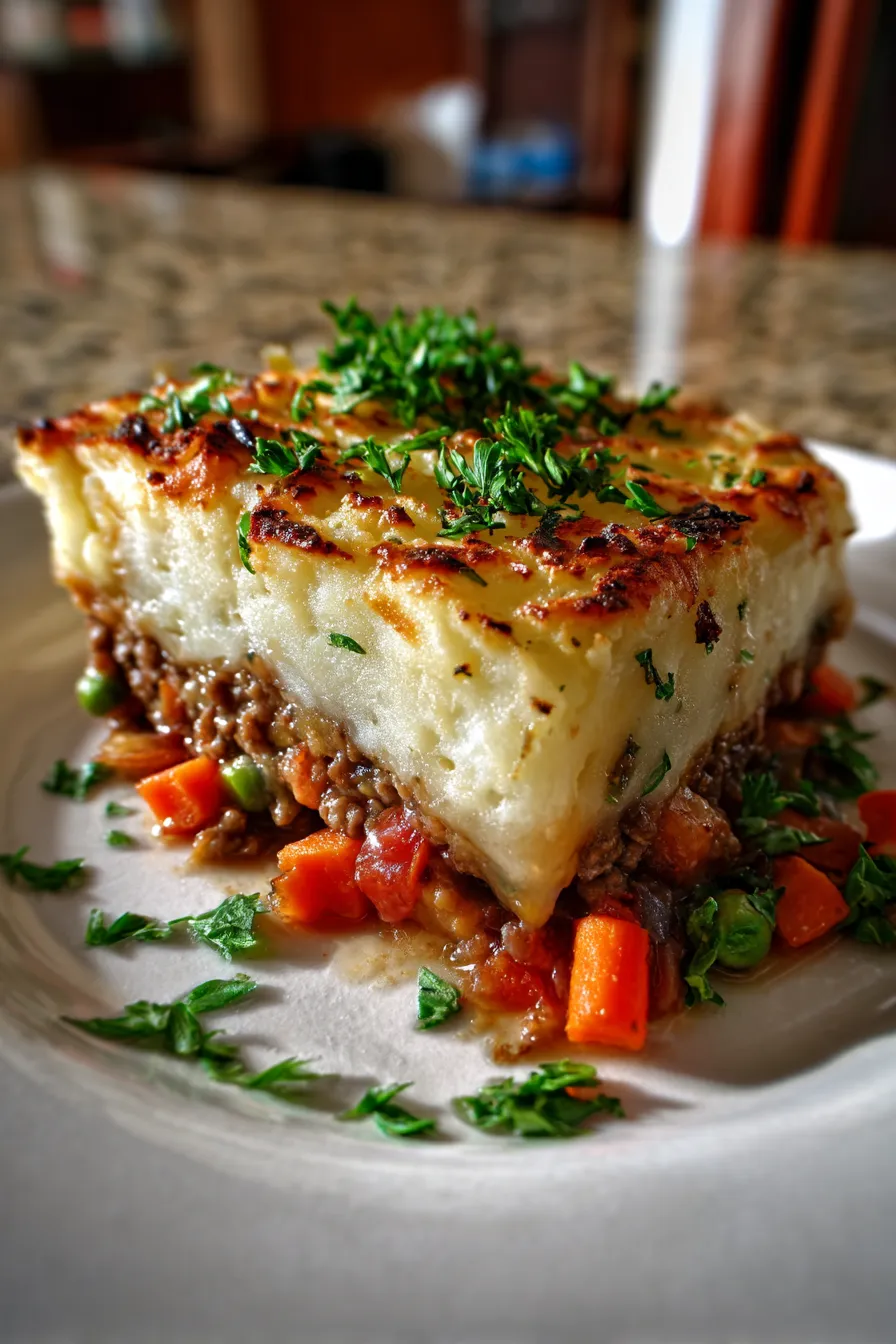 Shepherd’s Pie with Balsamic Veggies-comfort food-overhead