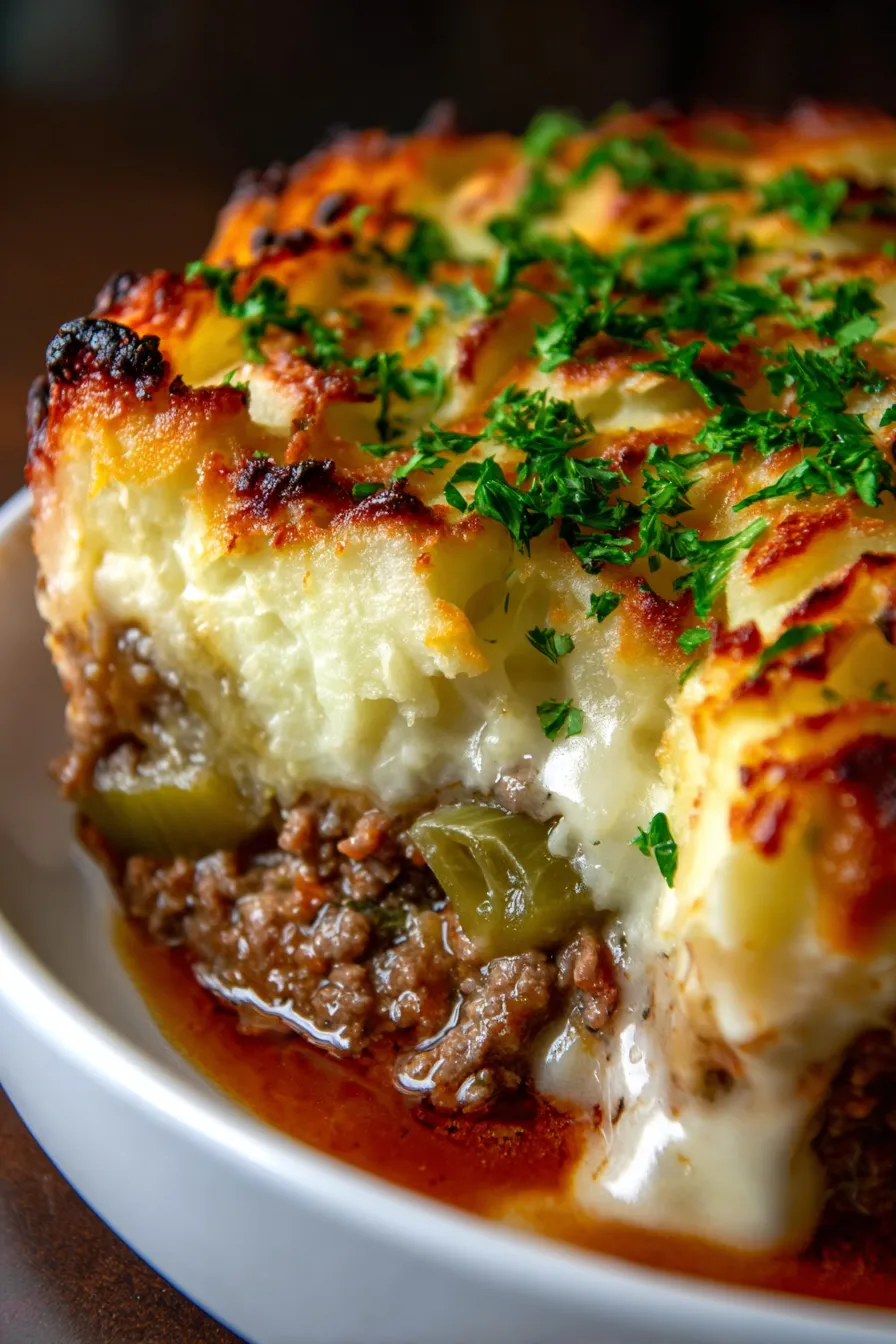 Shepherd’s Pie with Creamy Leeks-texture-closeup