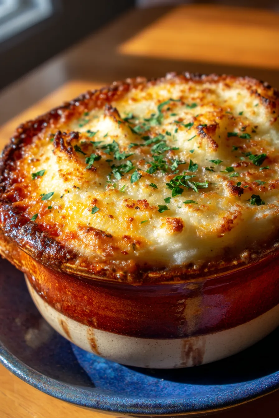 Shepherd’s Pie with Parmesan Crust-crust-texture-detail